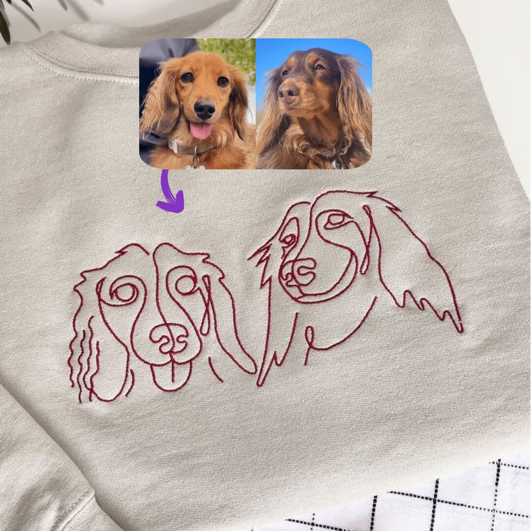 Customized Embroidered Pet Portrait Christmas Sweatshirt