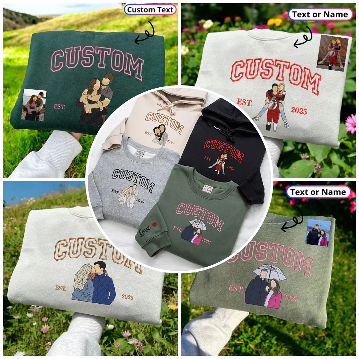 Personalized Embroidered Portrait from Photo Hoodie