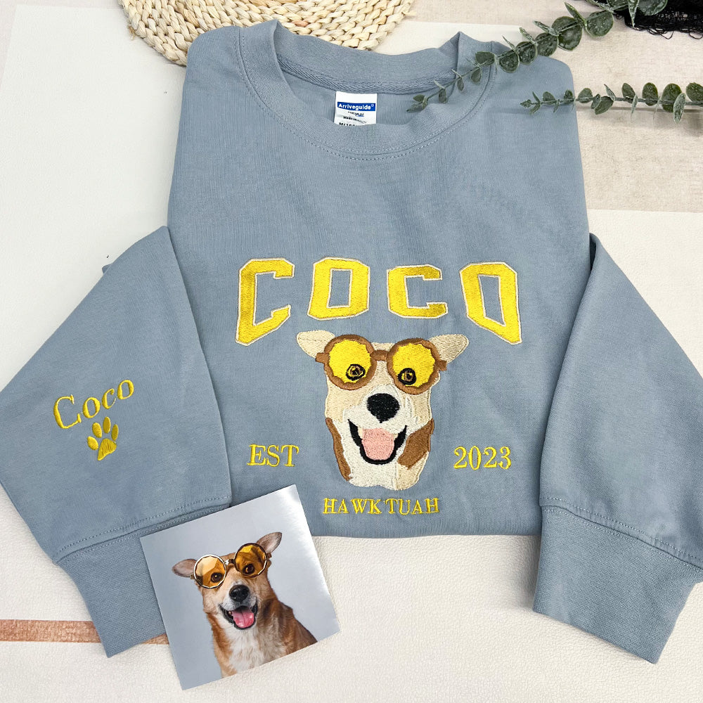 Custom Embroidered Hoodie/Sweatshirt With Pet Portrait