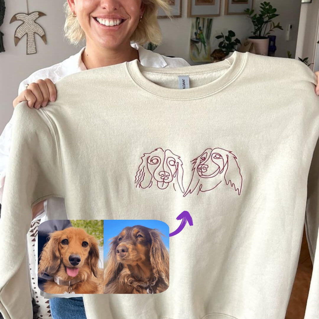 Customized Embroidered Pet Portrait Christmas Sweatshirt