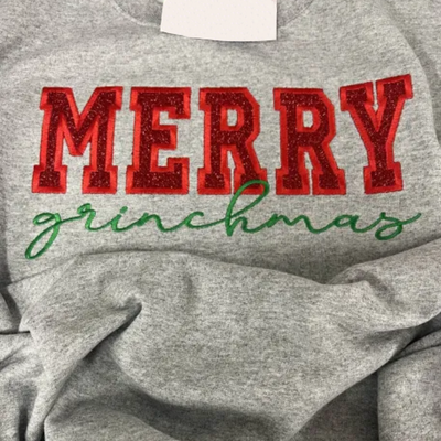 Personalized Green/Red Merry Christmas Bow Side Sweatshirt