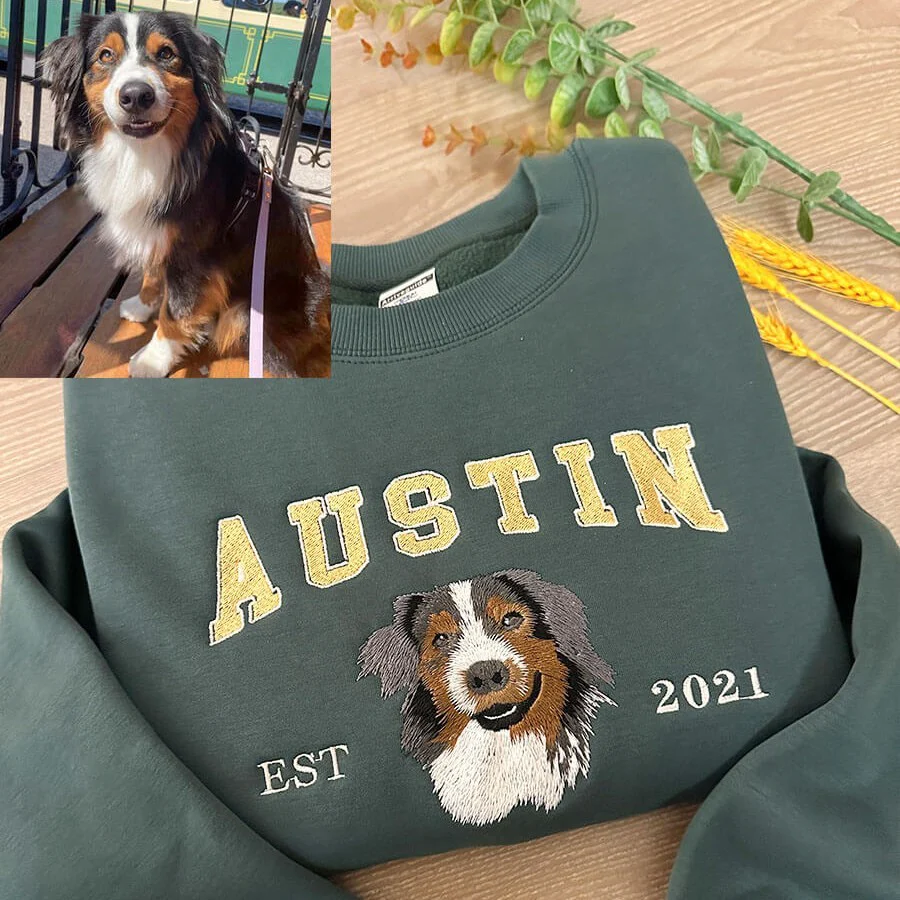 Custom Embroidered Hoodie/Sweatshirt With Pet Portrait