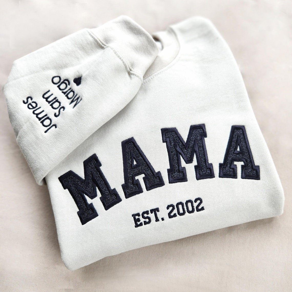 Custom Embroidered Applique Glitter Mama Sweatshirt