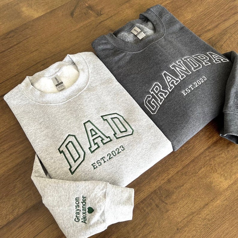 Custom embroidered sweatshirt with your child's name on the sleeve