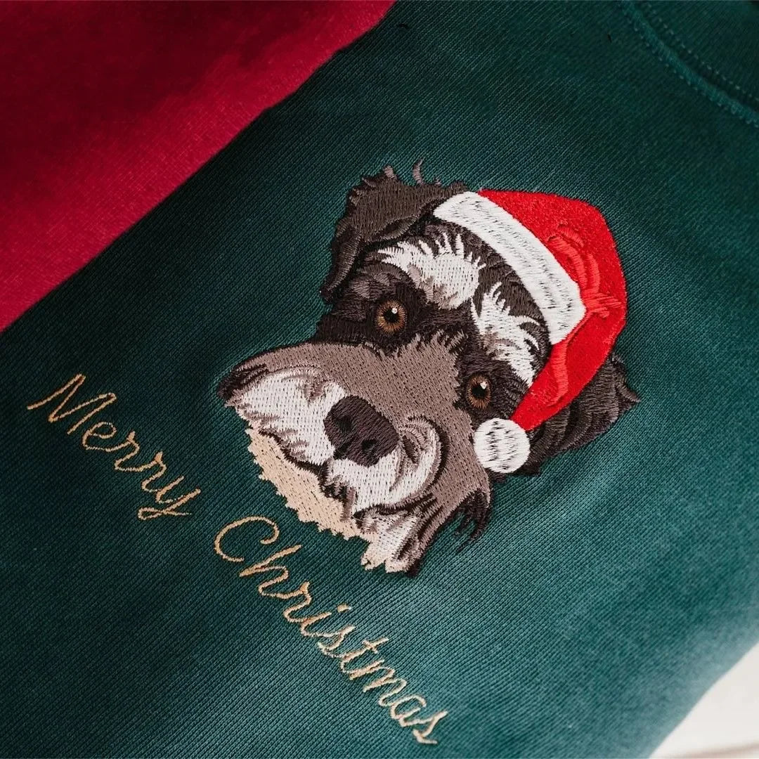 Customized Embroidered Pet Portrait Christmas Sweatshirt